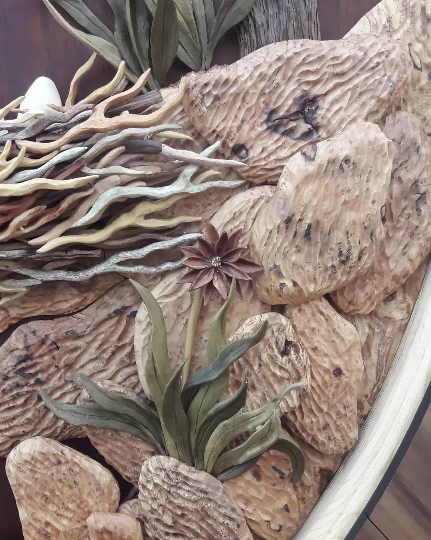 معرق چوب تابلو معرق منبت سیمرغ