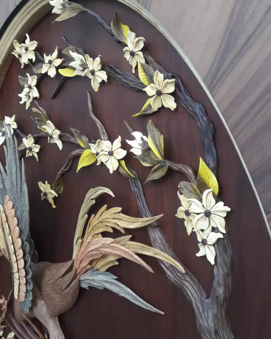 معرق چوب تابلو معرق منبت سیمرغ